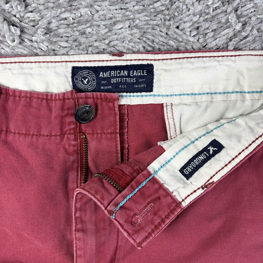 American Eagle Longboard Shorts Mens 36 Red Chino Flat Front Summer Preppy Golf